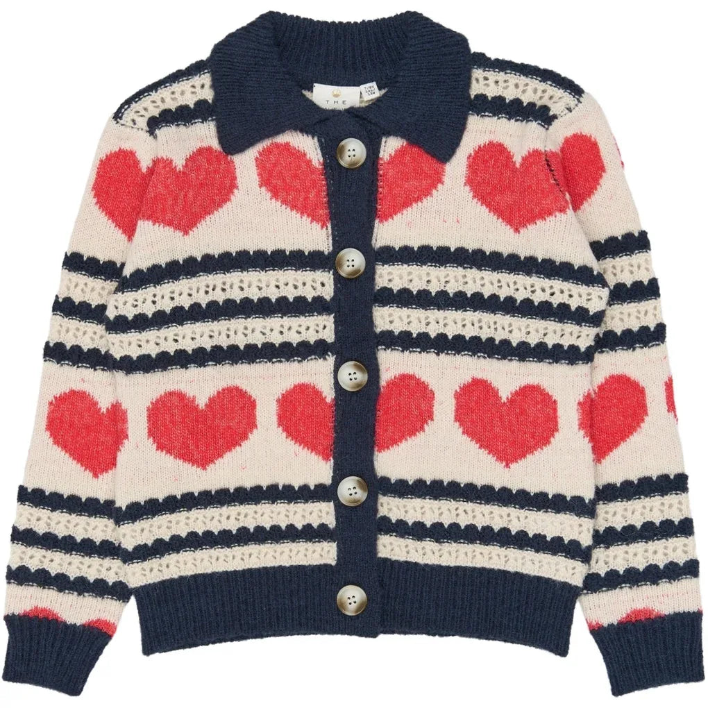 The New TNVallie Jacquard Cardigan Gardenia striped