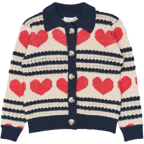 The New TNVallie Jacquard Cardigan Gardenia striped