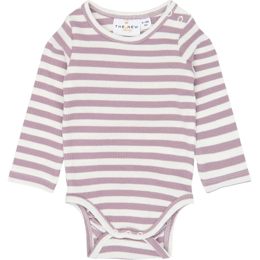 The New Siblings TNSBFro L_S Rib Body Elderberry-gardenia striped tn