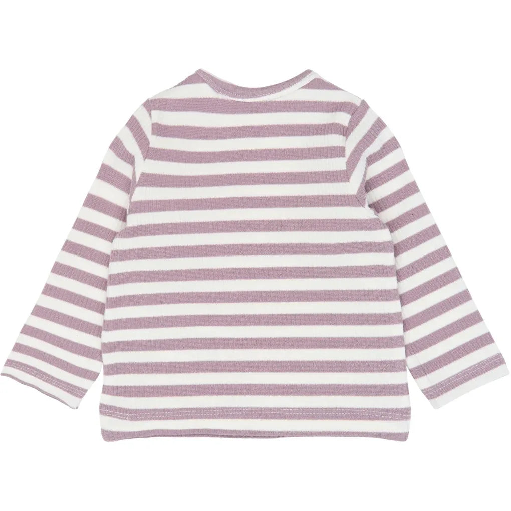 The New Siblings TNSBFro L_S Rib Tee Elderberry-gardenia striped tn