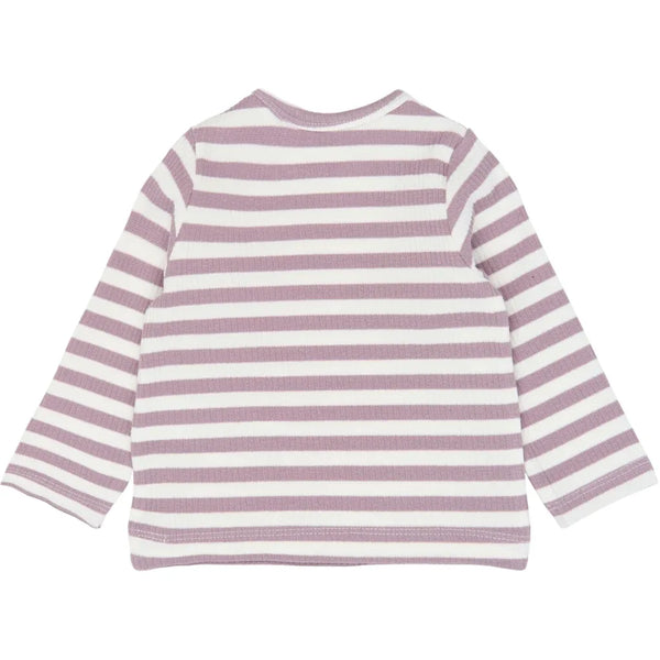 The New Siblings TNSBFro L_S Rib Tee Elderberry-gardenia striped tn