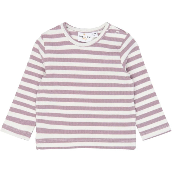 The New Siblings TNSBFro L_S Rib Tee Elderberry-gardenia striped tn