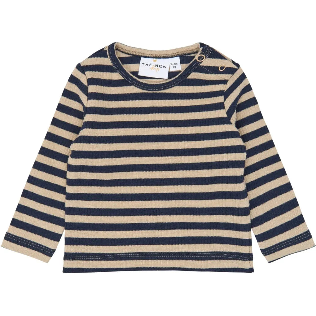 The New Siblings TNSBFro L_S Rib Tee Navy blazer striped