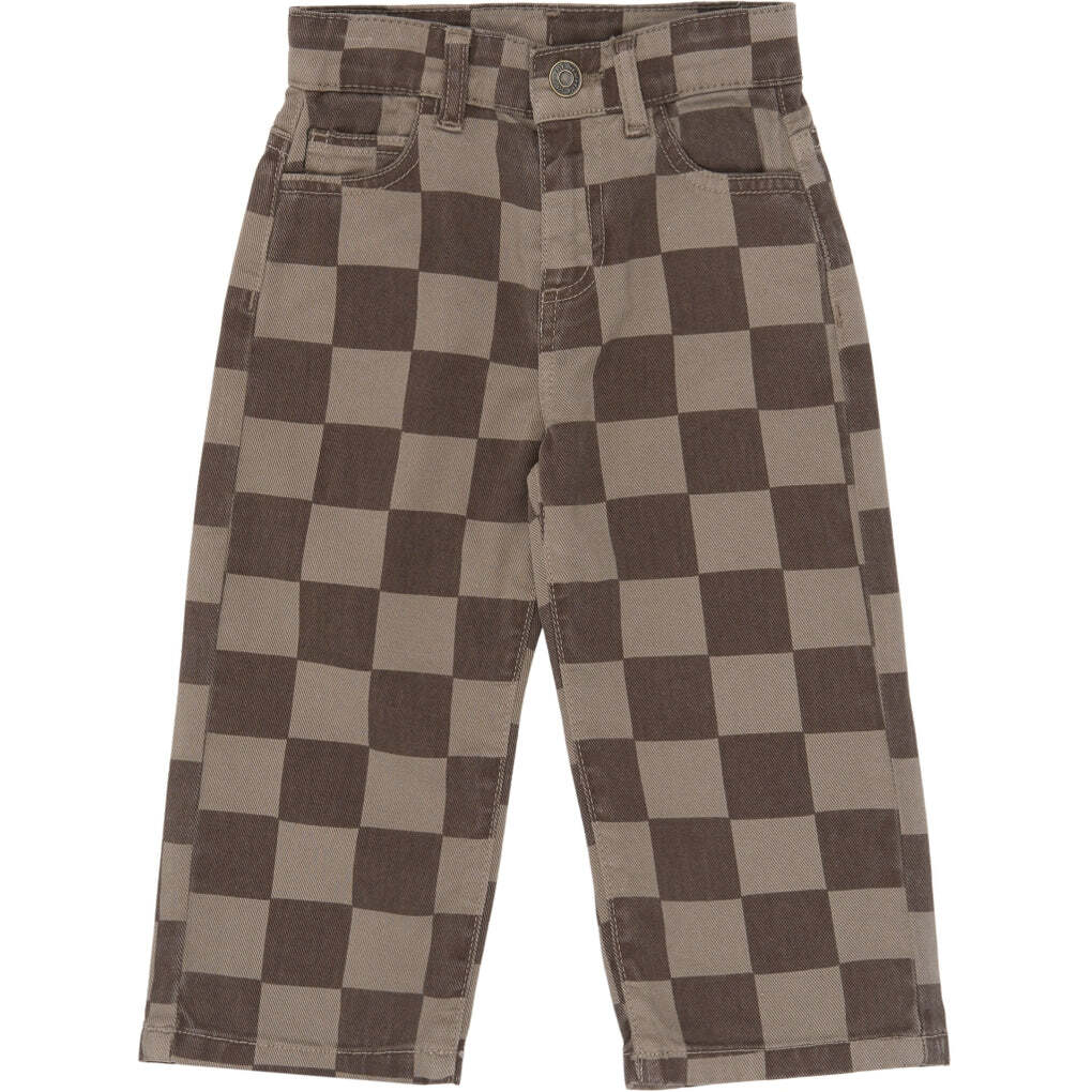 The New Siblings TNSTVondell Baggy Fit Jeans Taupe gray check tn