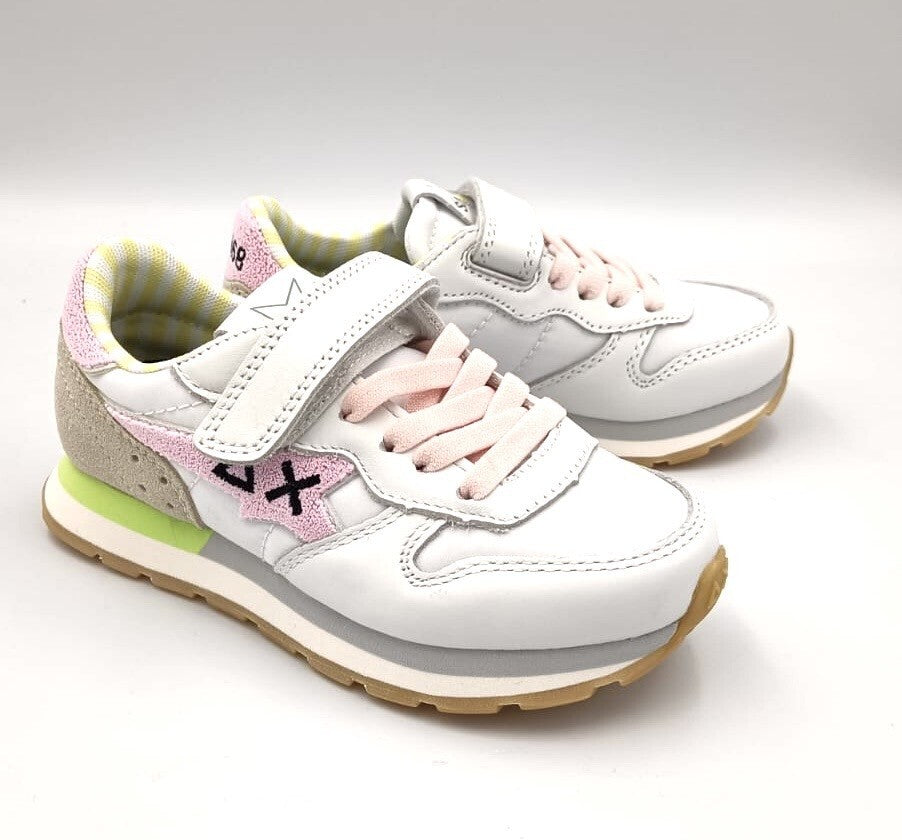 Sun68 Girl's Big stargirl spong logo sneakers Bianco/rosa