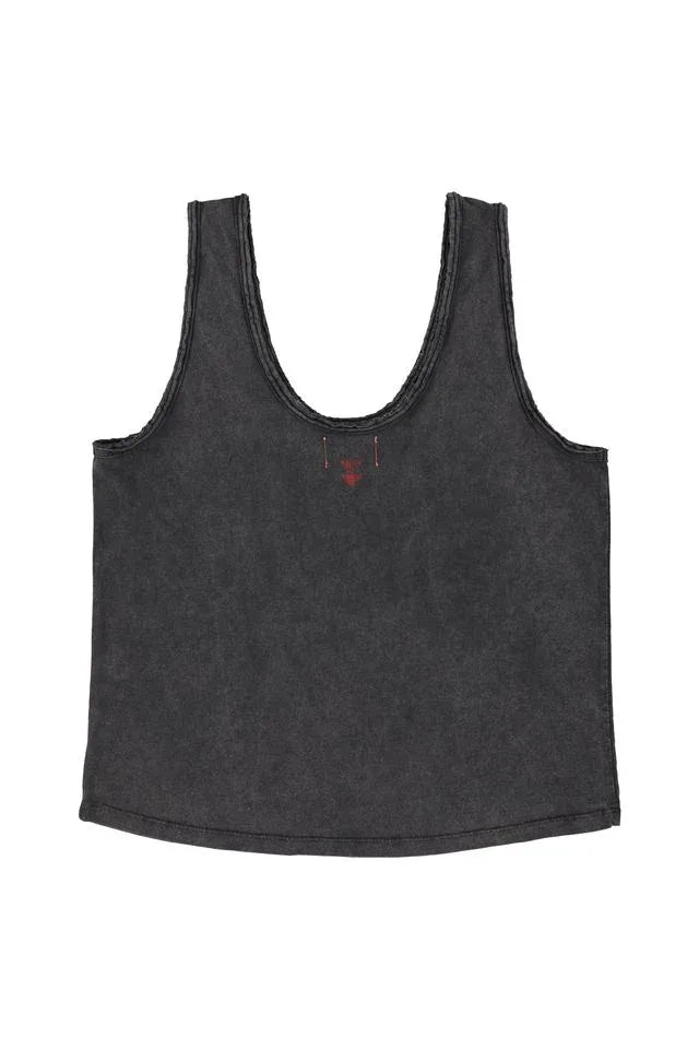 Sisters Department Sleeveless top red lip print Black