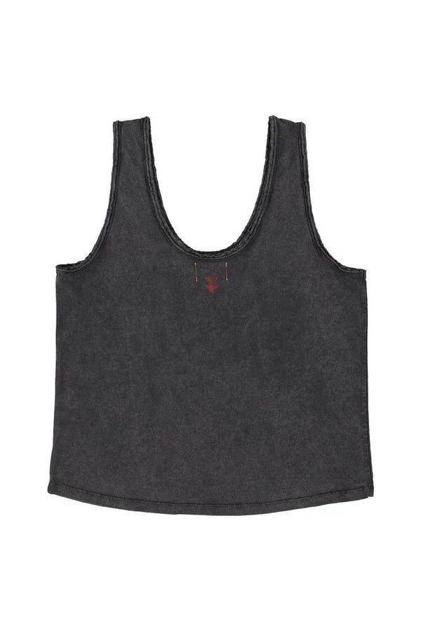 Sisters Department Sleeveless top red lip print Black