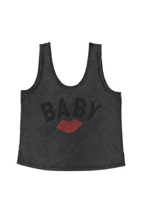 Sisters Department Sleeveless top red lip print Black