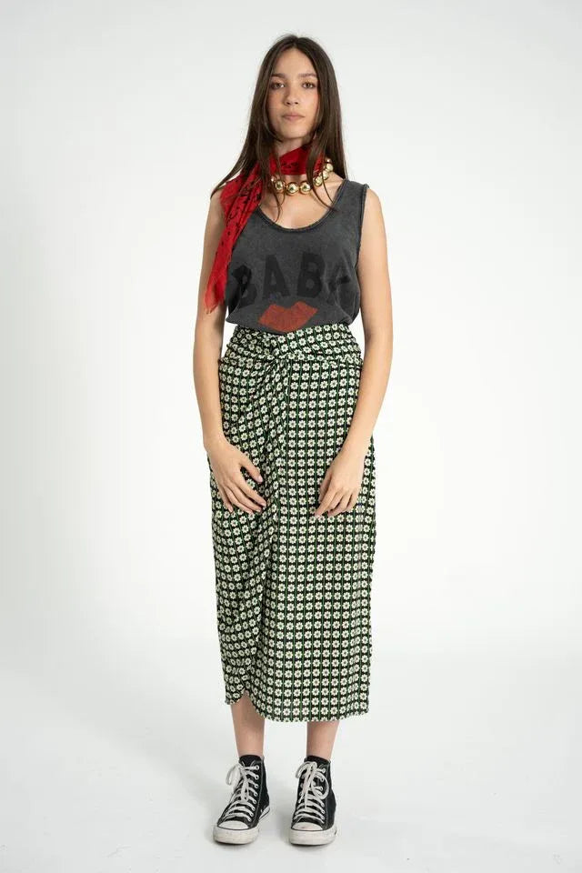 Sisters Department Sleeveless top red lip print Black
