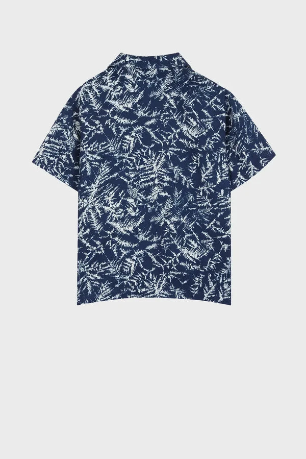 Hugo Blouse korte mouw Blauw wit