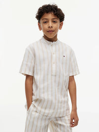 Linen blend stripe shirt