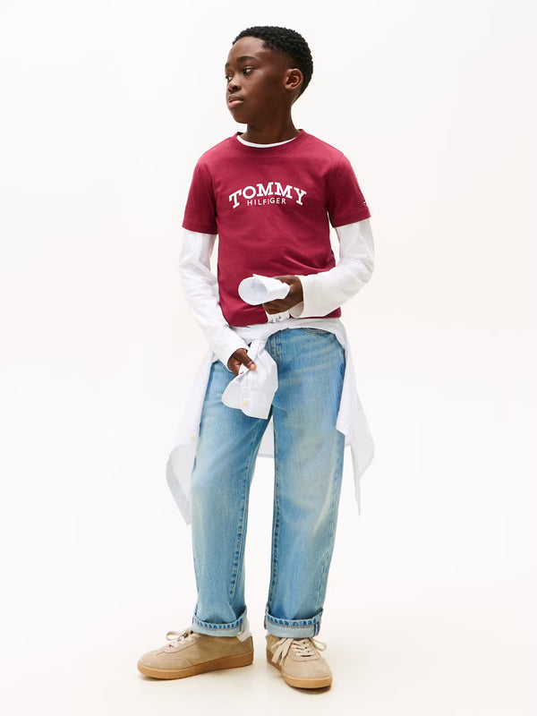 Tommy Monotype print graphic t-shirt Rich cherry
