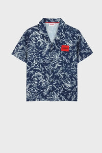 Hugo Blouse korte mouw Blauw wit
