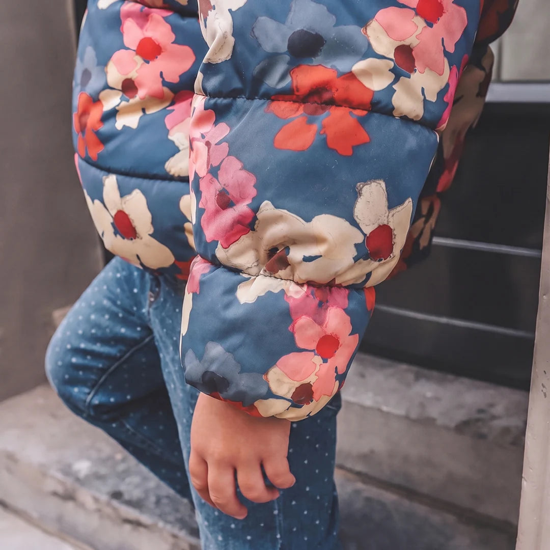 Yourwishes Floating Daisy | Tie Puffer Coat Insignia blue