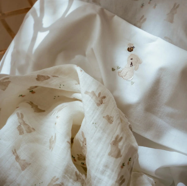 L.dutch Swaddle Baby Bunny White