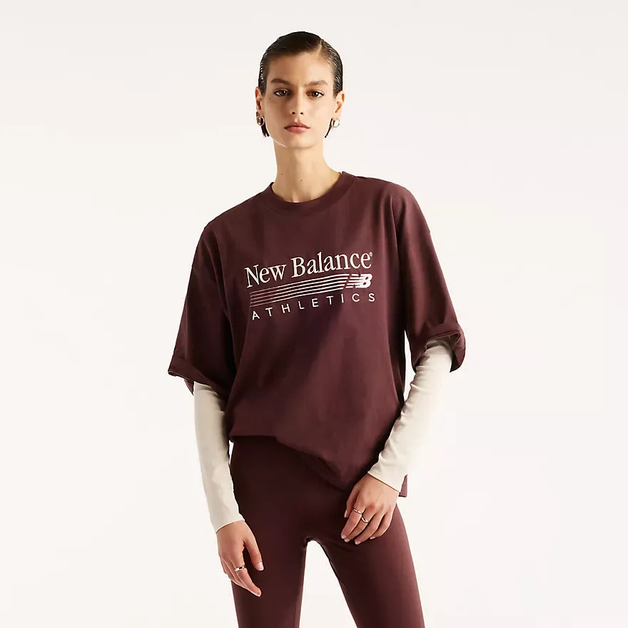 New Balance Trackside Oversized T-Shirt Burgundy