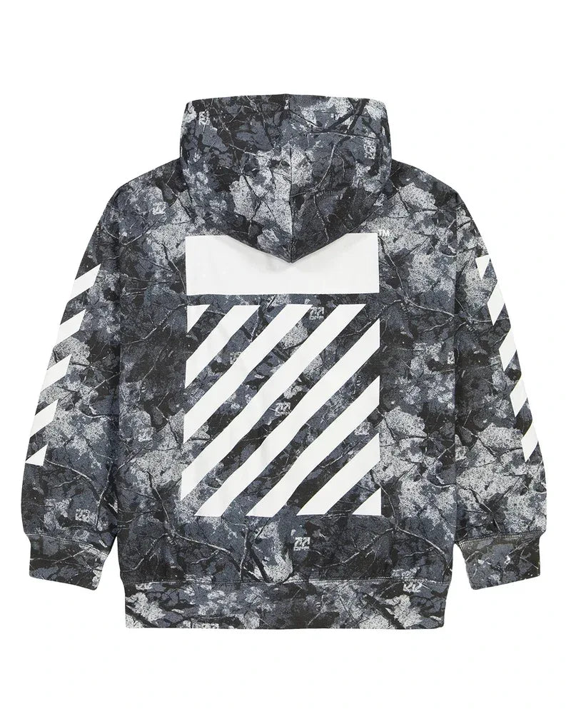 Lab Off-White Camo Printed Diag Bar Hoodie Black