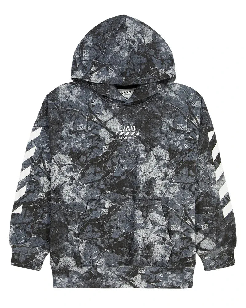 Lab Off-White Camo Printed Diag Bar Hoodie Black