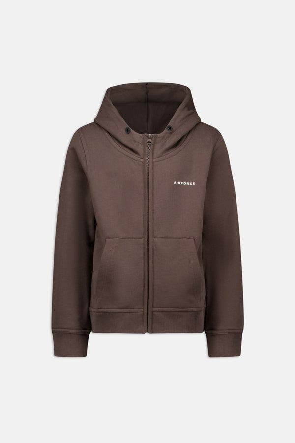 Airforce Basic hooded zip vest Dark coffee\white