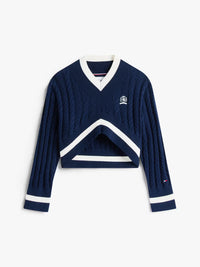 Crest cable cropped sweater