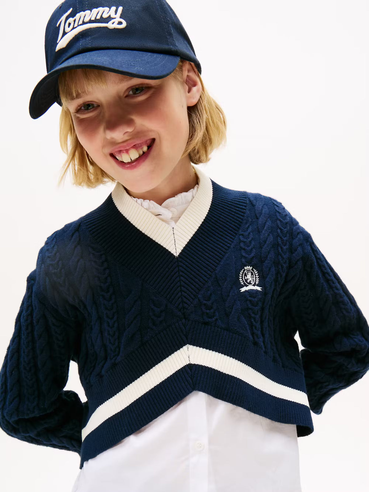 Crest cable cropped sweater