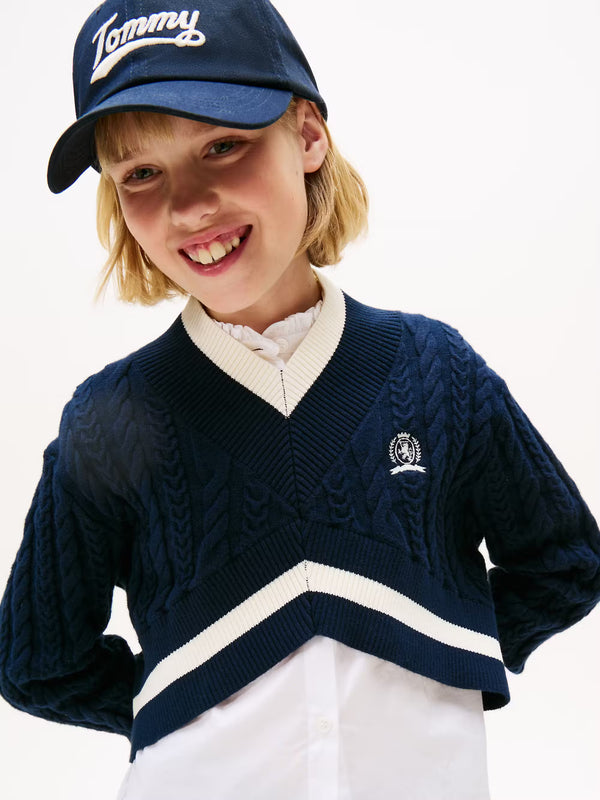 Crest cable cropped sweater