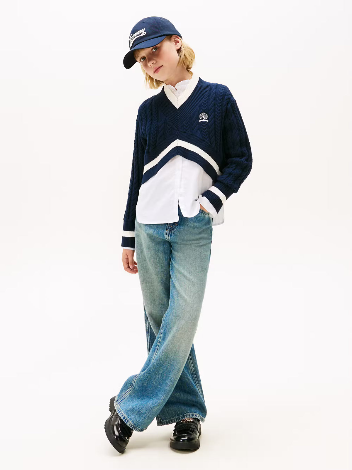 Crest cable cropped sweater