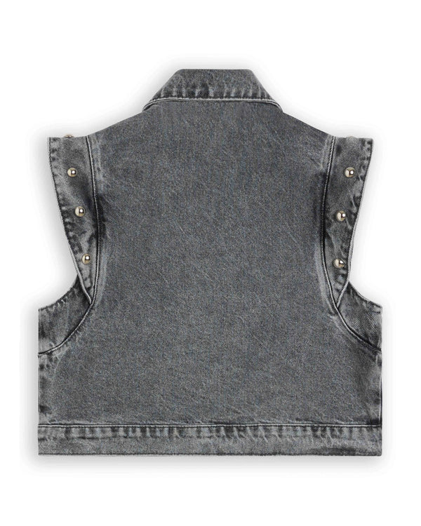 Denim Gilet With Big Studs