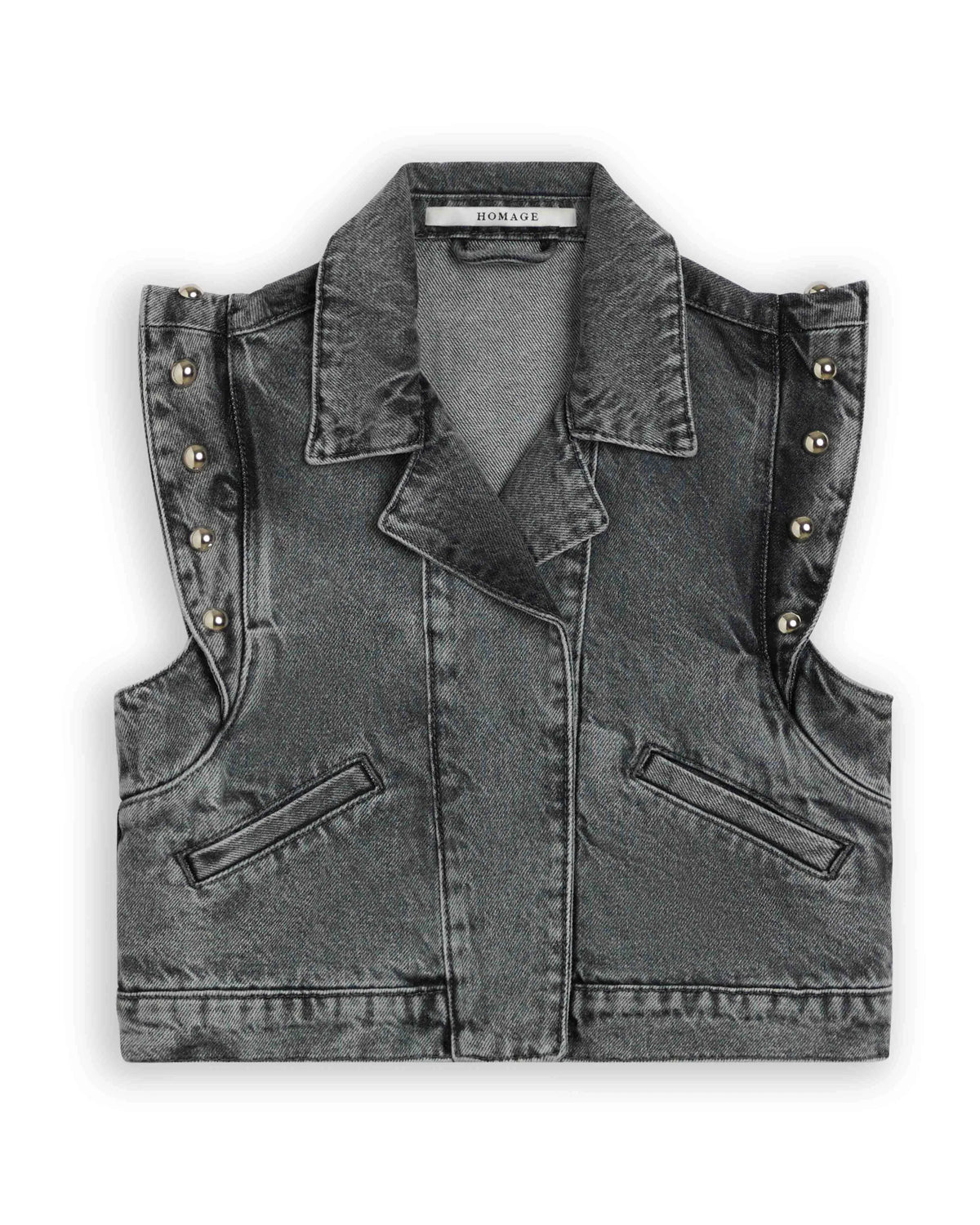 Denim Gilet With Big Studs