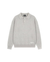 Malelions Knitted Script Polo Grey melange