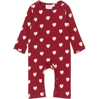 The New Siblings TNSBHoliday Red Heart Longsleeve Rib Jumpsuit Rio red aop tn