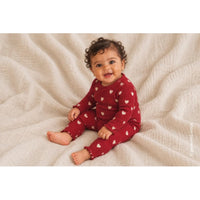 The New Siblings TNSBHoliday Red Heart Longsleeve Rib Jumpsuit Rio red aop tn