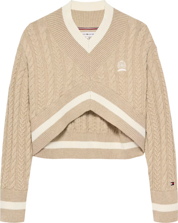 Crest cable cropped sweater