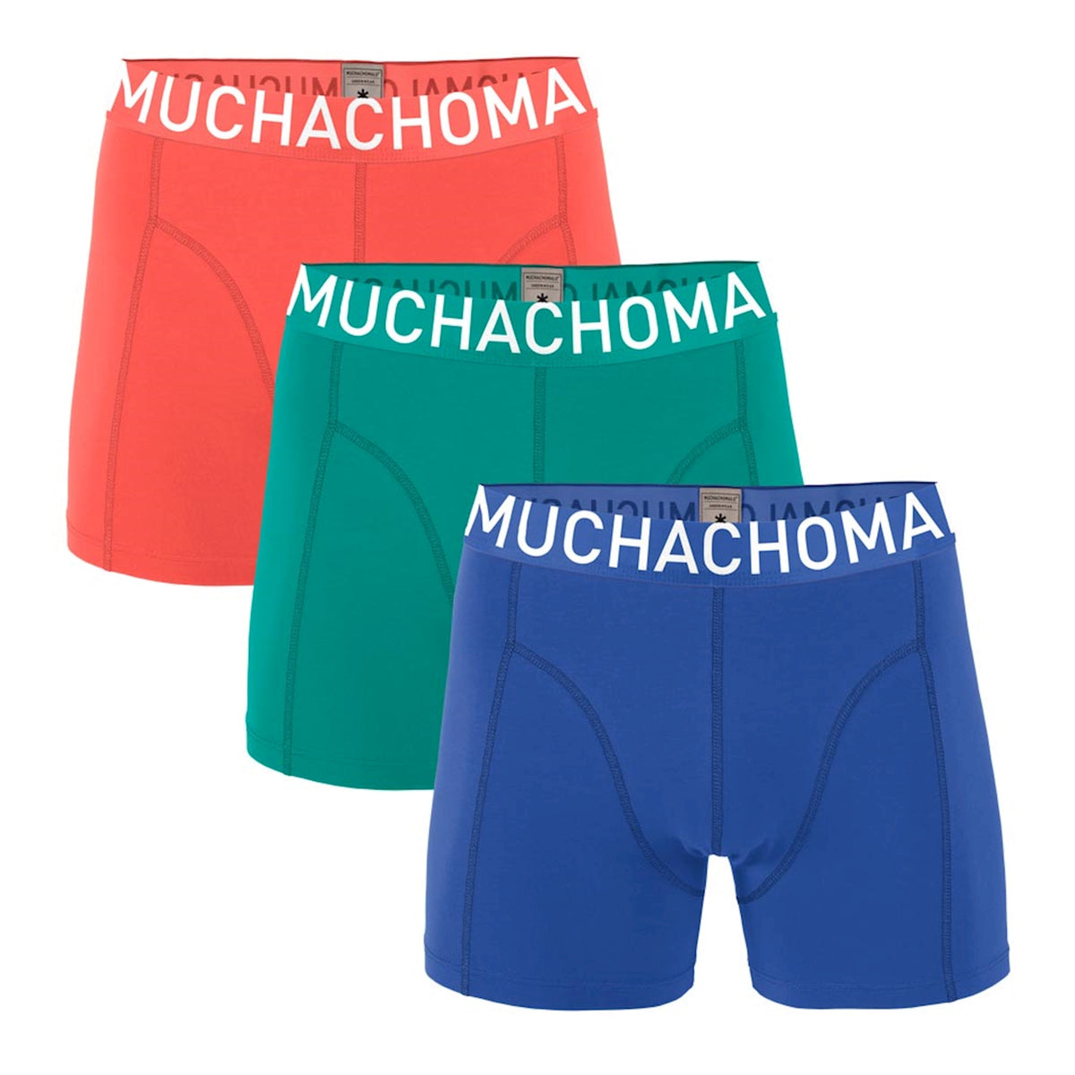 Muchachomalo Boys 3-Pack Short Solid/Solid Blue-fresh-green-coral-red