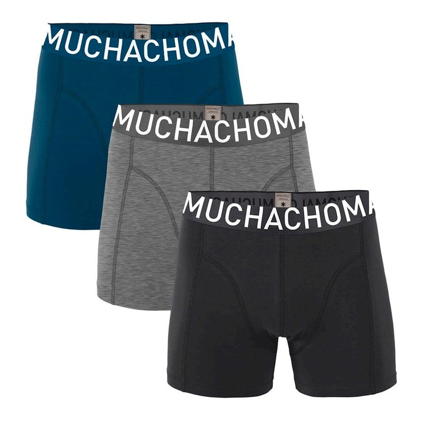 Muchachomalo Boys 3-Pack Short Solid/Solid Black-grey-melange-blue