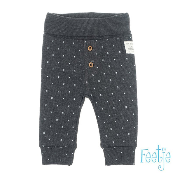 Feetje broek aop - mini person Antraciet melange