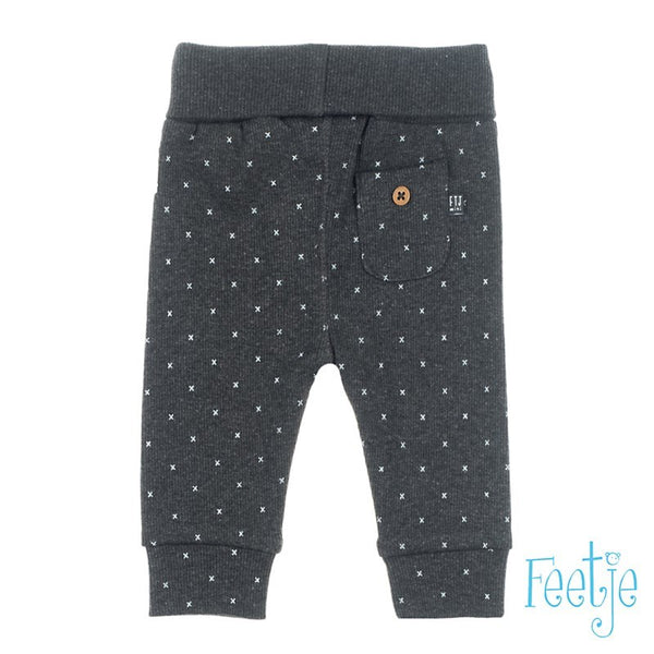 Feetje broek aop - mini person Antraciet melange