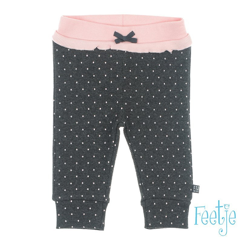 Feetje broek aop - dots Antraciet melange