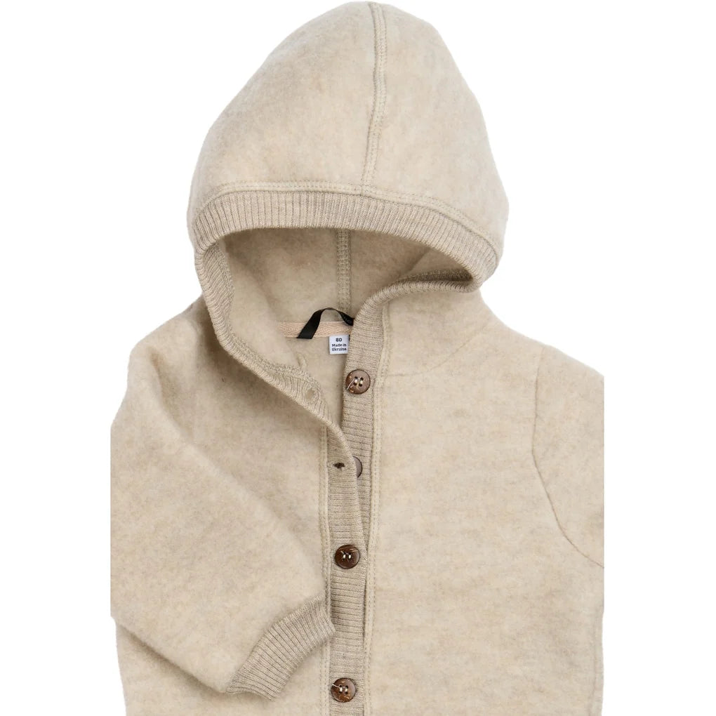 Mikk-line Wool Baby Suit w. Hood Melange offwhite