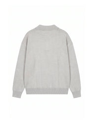 Malelions Knitted Script Polo Grey melange