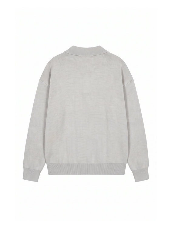 Malelions Knitted Script Polo Grey melange