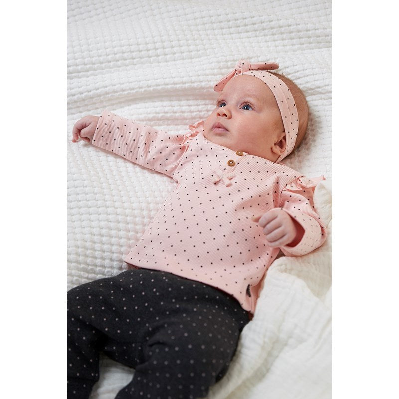 Feetje broek aop - dots Antraciet melange