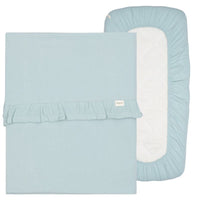 Koeka Wieglaken en hoeslaken set ruffle Faro Sky