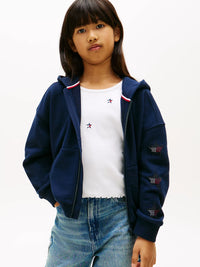 Tommy Star zip through hoodie Light grey heather