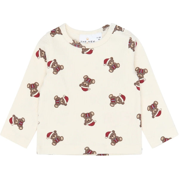 The New Siblings TNSBHoliday Teddy Longsleeve Rib Tee Gardenia aop