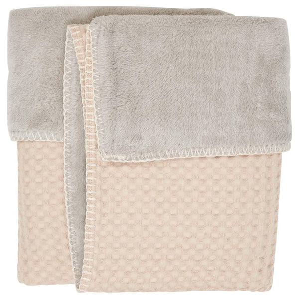 Koeka wiegdeken wafel/teddy oslo Sand/misty grey