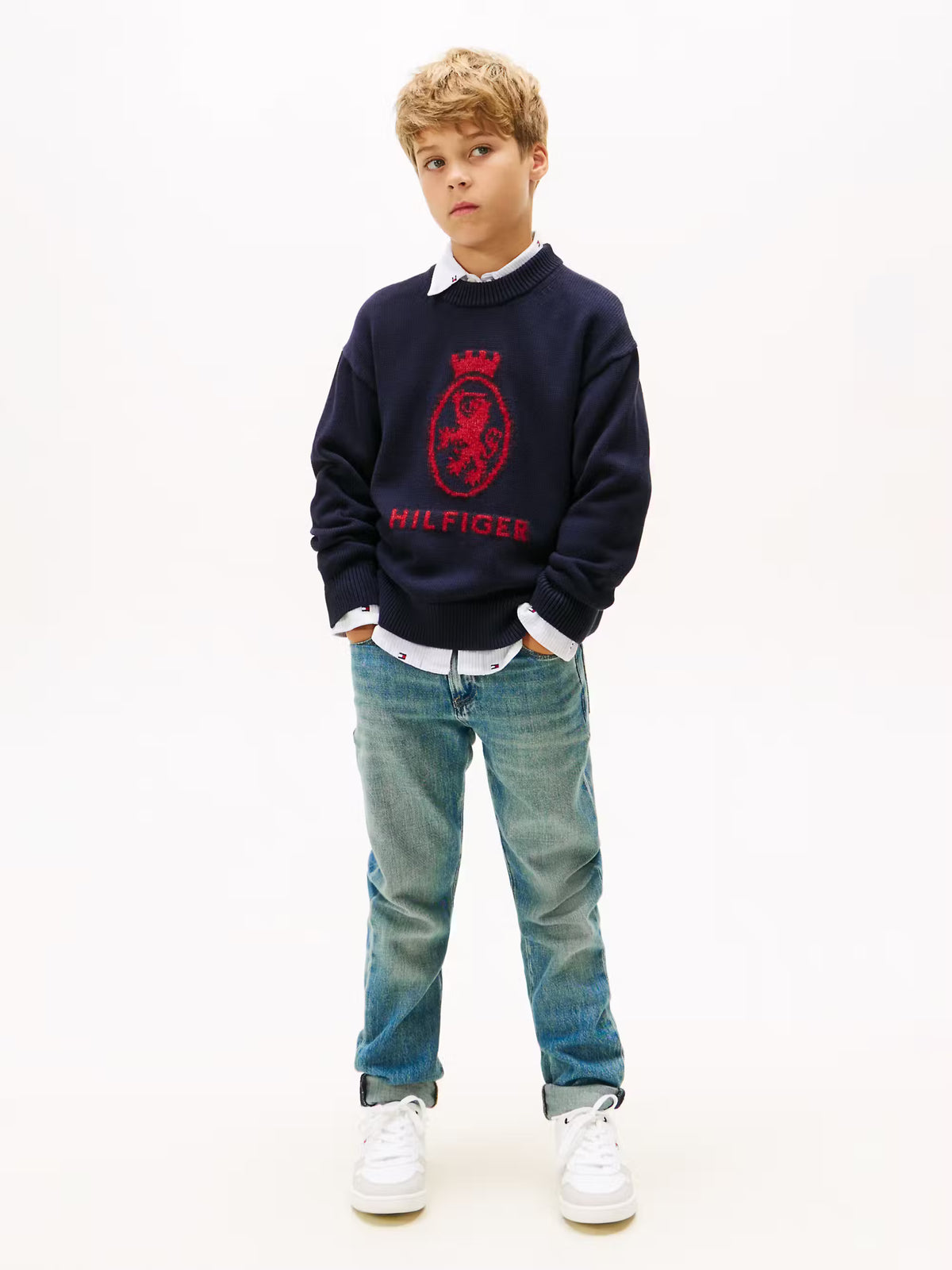 Wool crest crew neck sweater