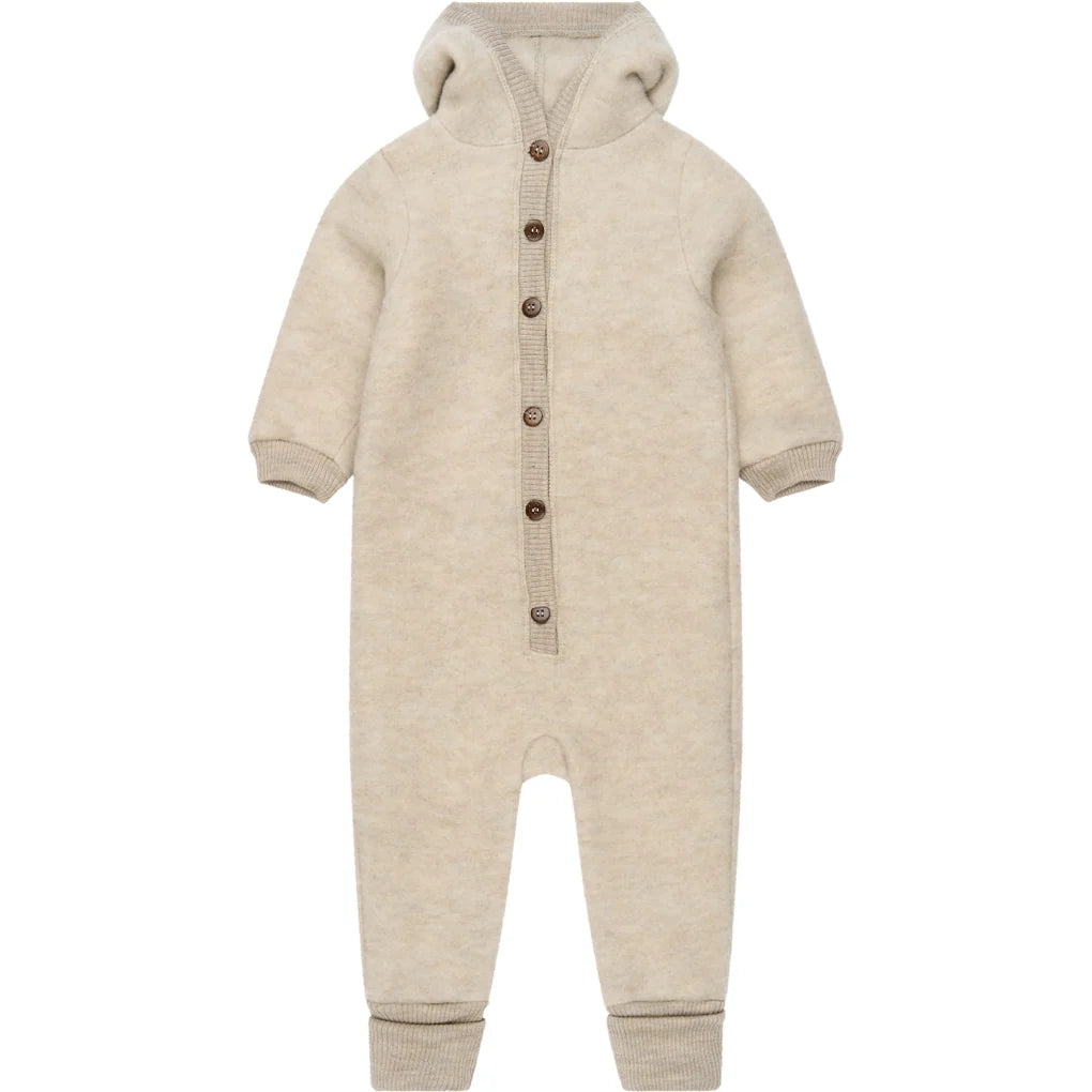Mikk-line Wool Baby Suit w. Hood Melange offwhite