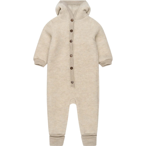 Mikk-line Wool Baby Suit w. Hood Melange offwhite